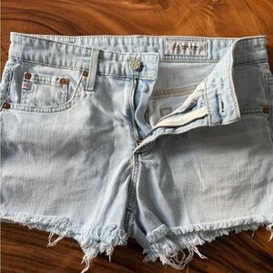 AG Adriano Goldschmied Light Blue Frayed Jean Shorts